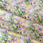 tissu coton imprimé floral motifs marguerites roses peinture huile abstraite digital printing 145cm large