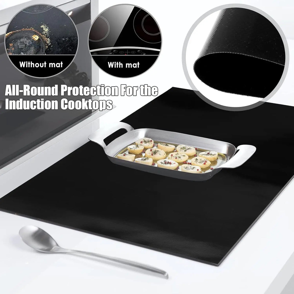 protège induction plaque cuisson noir moderne minimaliste respectueux environnement protection table cuisine insert