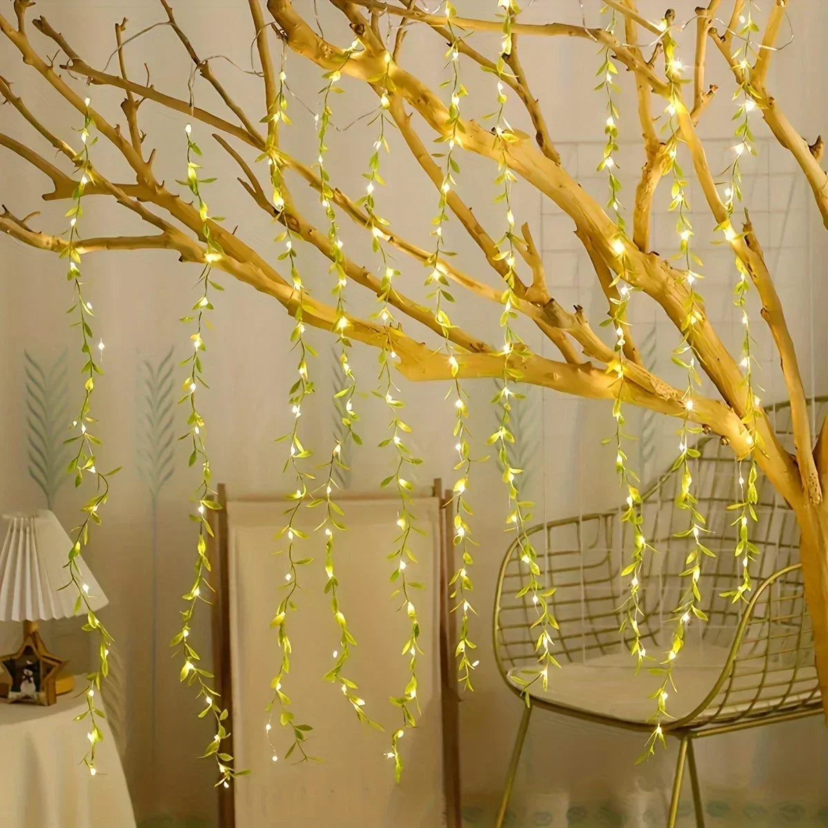 guirlande lumineuse vert feuilles fines modernes 20 led clips usb 3v