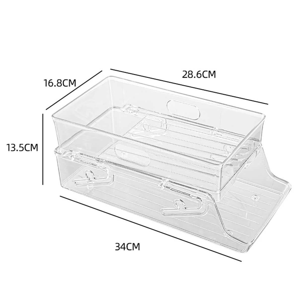 rangement canettes transparent double niveau moderne cuisine stockage boissons bleues rouges