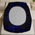 drap housse coton polyester géométrique moderne bleu noir poches adhésif chambre coucherqueenkingdouble