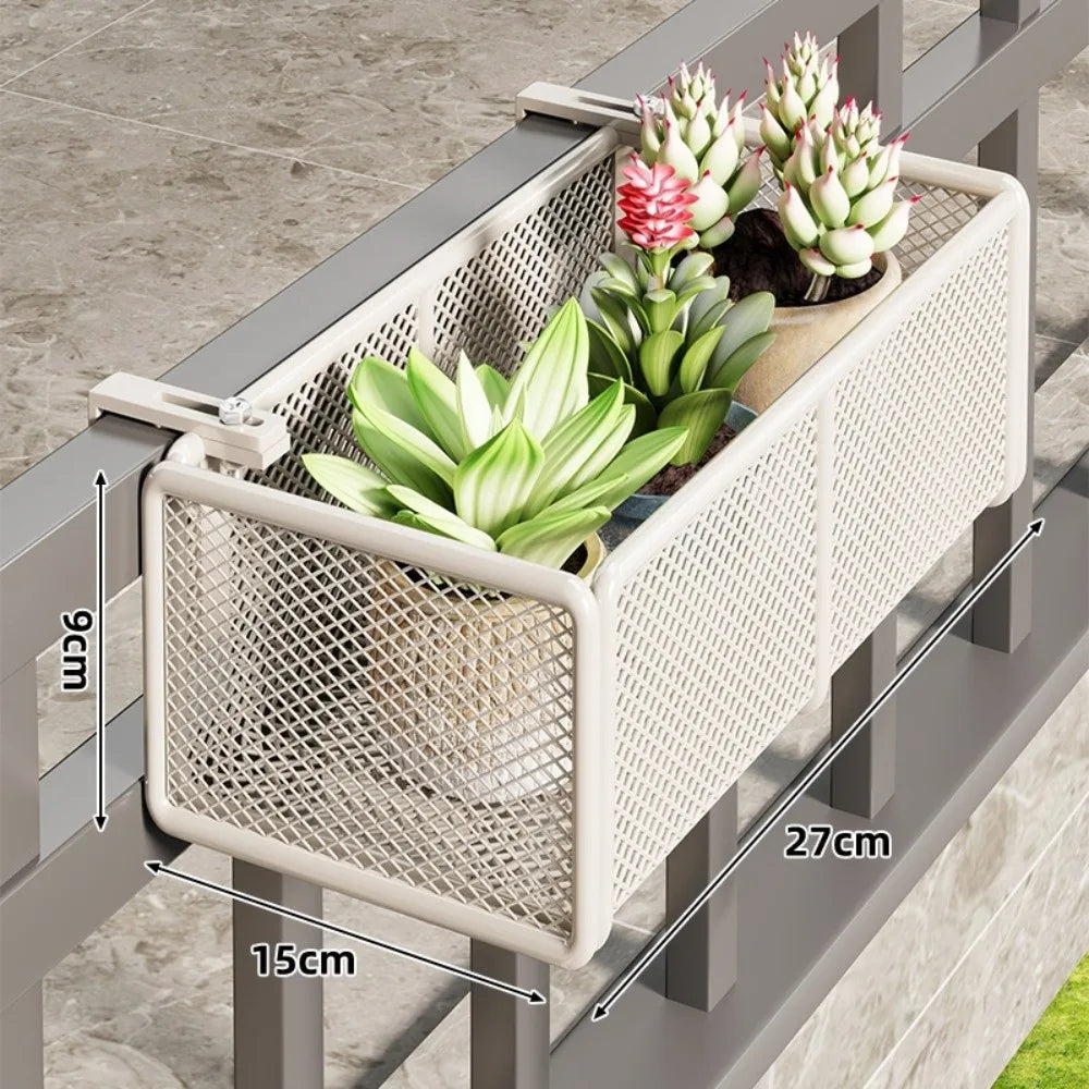 bac fleurs moderne fer forgé noir beige maille métallique clipsReusableBlackWhiteModernDesignPlantHolderSML