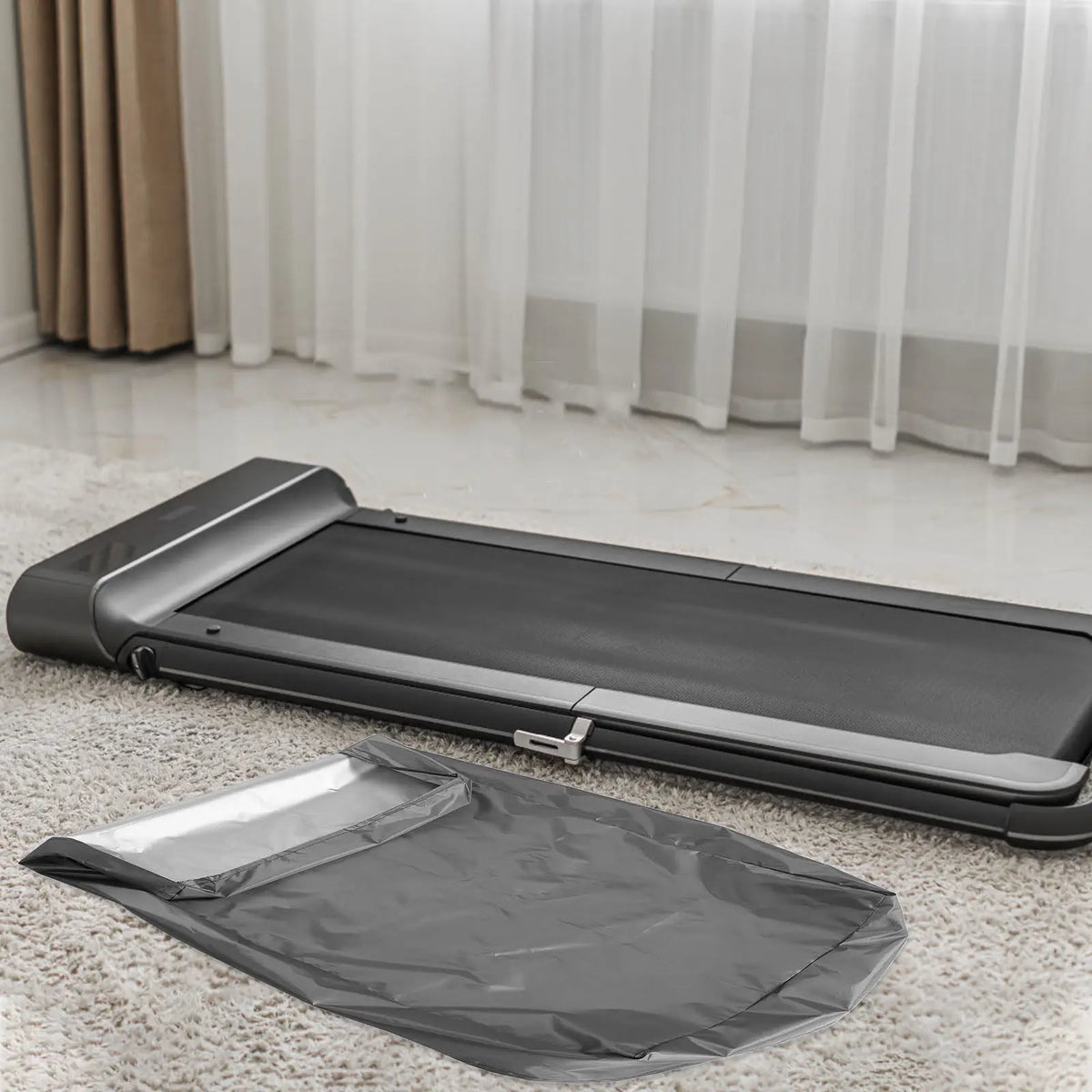 housse protection tapis course gris uni moderne imperméable antipoussière pliable durable fitness