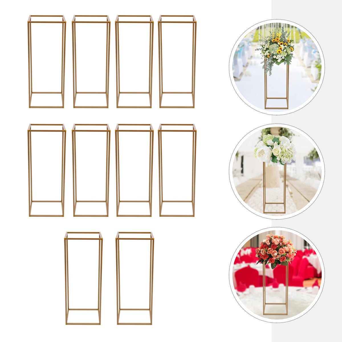 support fleurs doré moderne 60cm rectangulaire simple intérieur événement décoration table