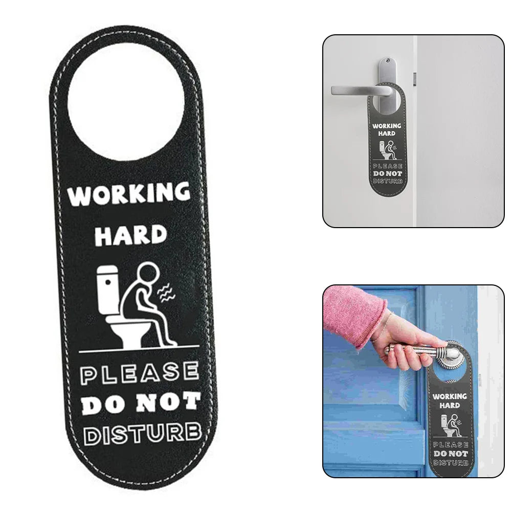 panneau porte salle bain ne pas déranger noir blanc humoristique working hard vacant inscrits