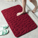 tapis bain moderne gris bleu rose blanc marron texture cailloux antidérapant absorption eauversible salle