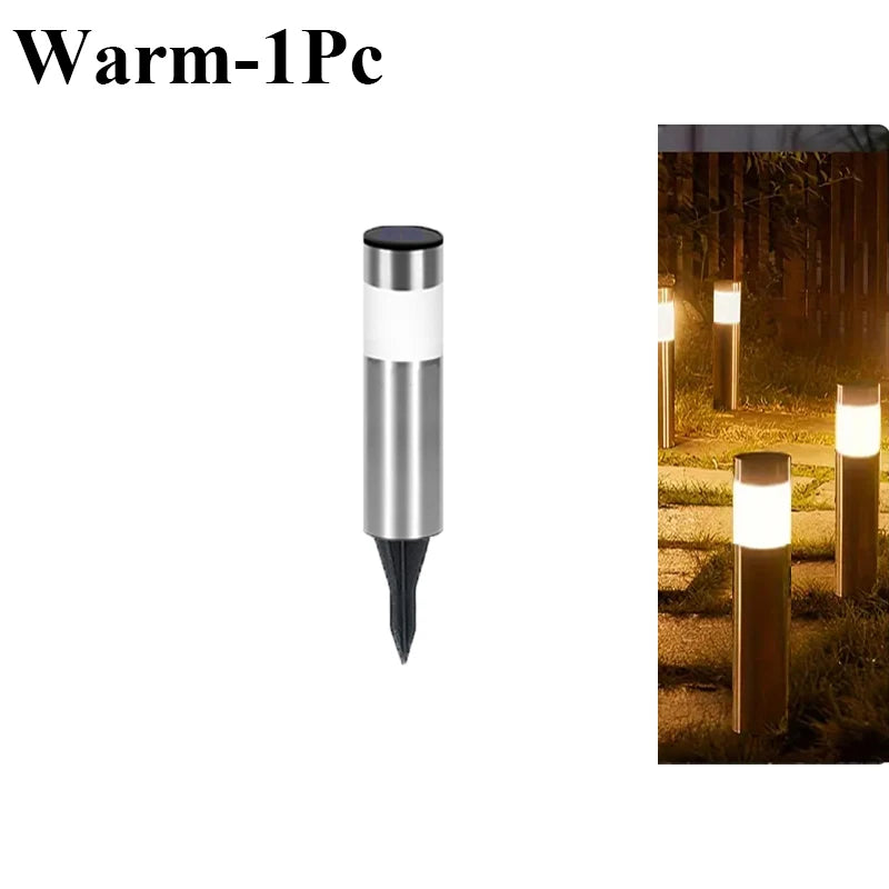 lampe solaire jardin led acier inoxydable moderne argenté doré ip65extérieur minimaliste