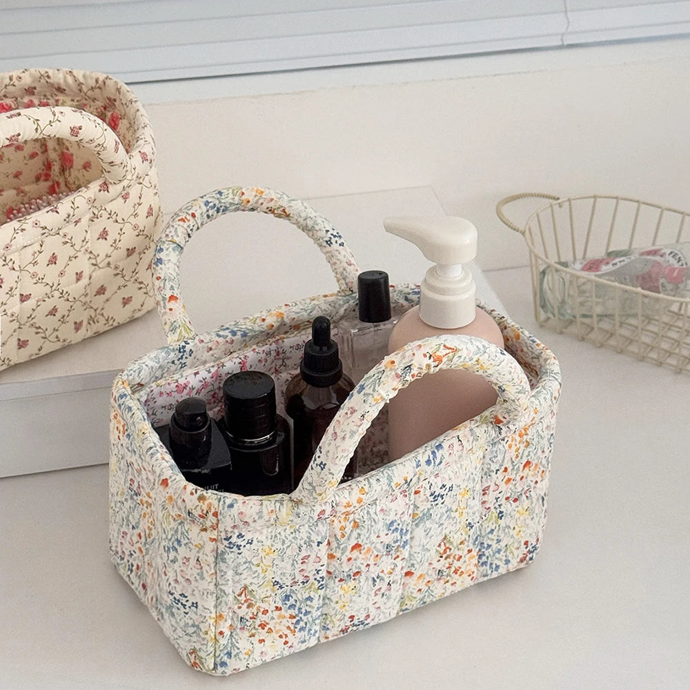 panier rangement pliable polyester toile jouy vintage blanc carreaux romantique portable respectueux environnement