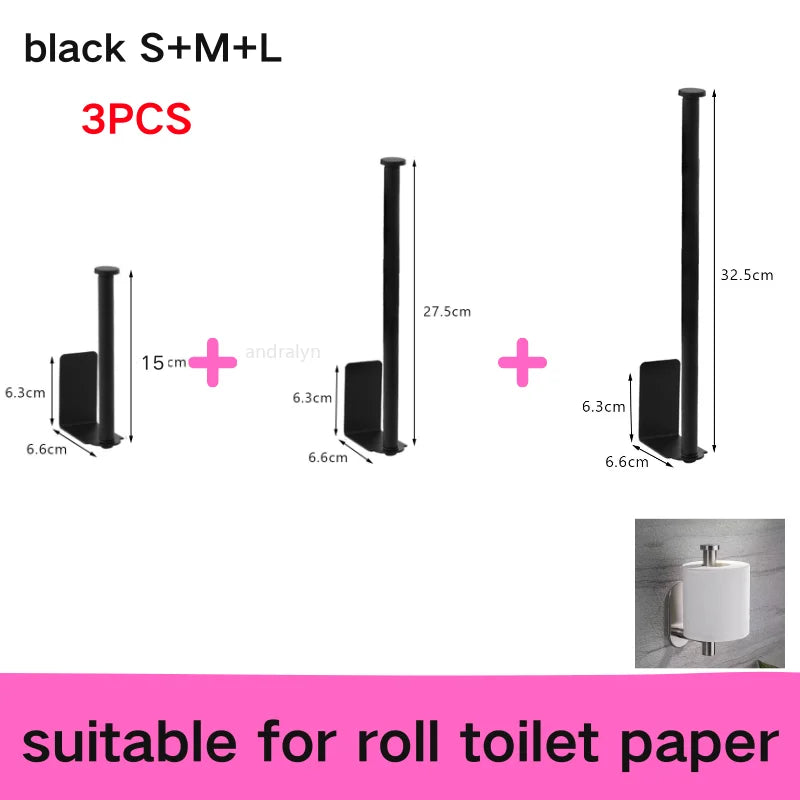 porte serviettes porte papier toilettique acier inoxydable réutilisable moderne clips crochets noir multifonctionnel sans