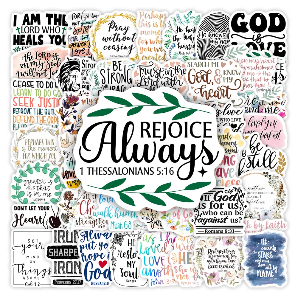 autocollants calligraphiques biblique motifs floraux moderne multicolore transparent waterproof scrapbook journal intime portable