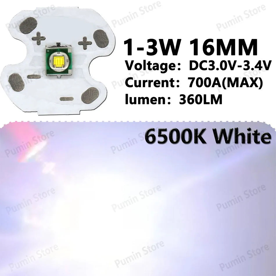 LED haute puissance 1W 3W 5W 10W blanc froide 16mm 20mm éclairage vélo phare
