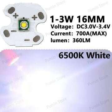 LED haute puissance 1W 3W 5W 10W blanc froide 16mm 20mm éclairage vélo phare