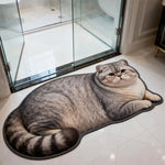 tapis chat imprimé 2d moderne gris noir blanc antidérapant polyester intérieur salon chambre cuisine