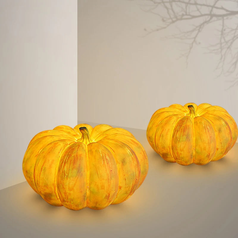 décoration extérieure citrouille lumineuse moderne orange rayures noires ip65 led autonomes