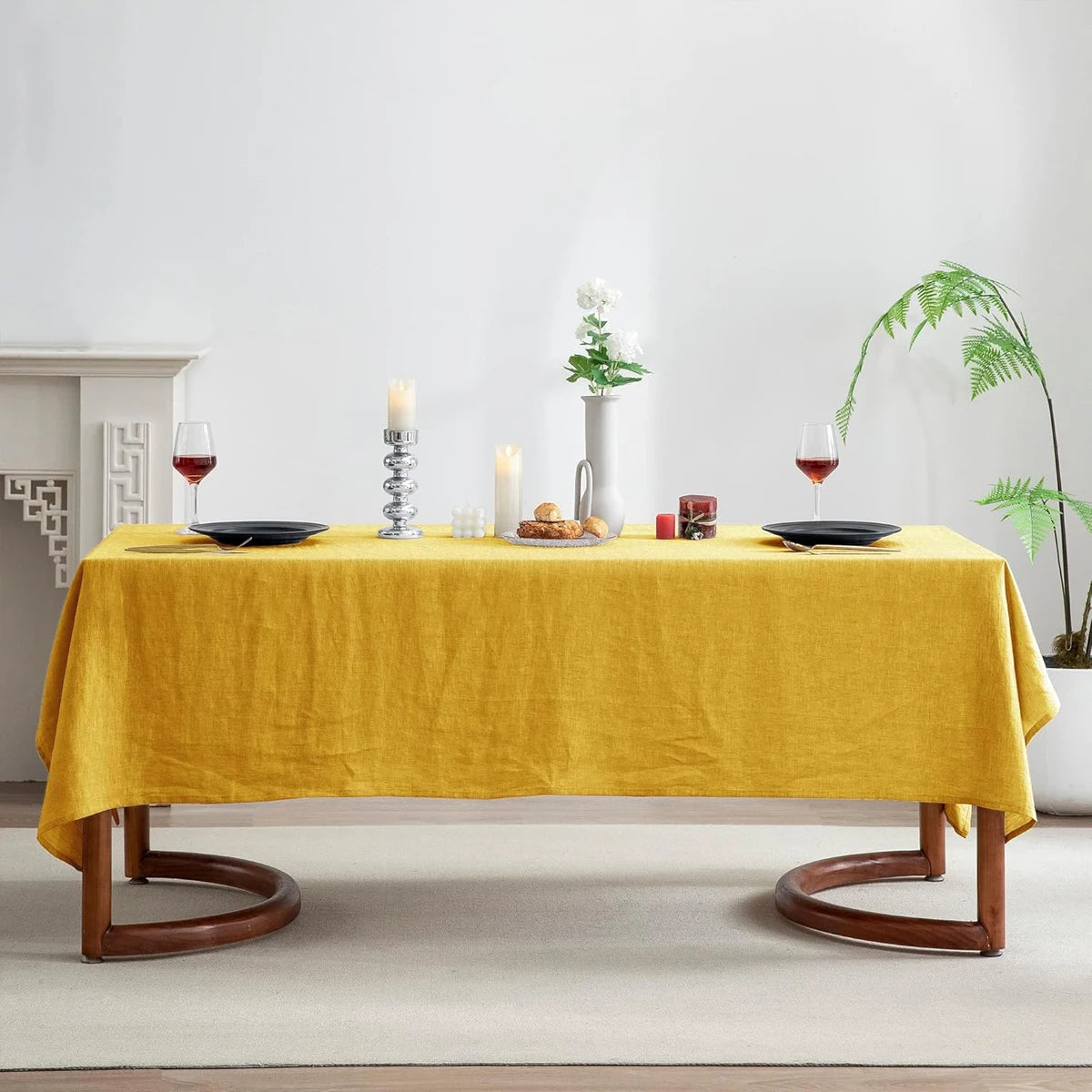 nappe table polyester rose jaune vert olive texture lin moderne imperméable mariage fête kitchen