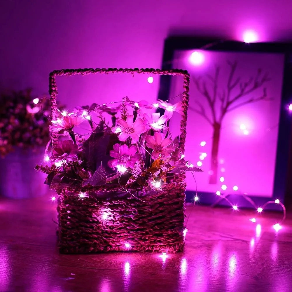 guirlande lumineuse rose saint valentin 100 led moderne décoration chambre fil cuivre