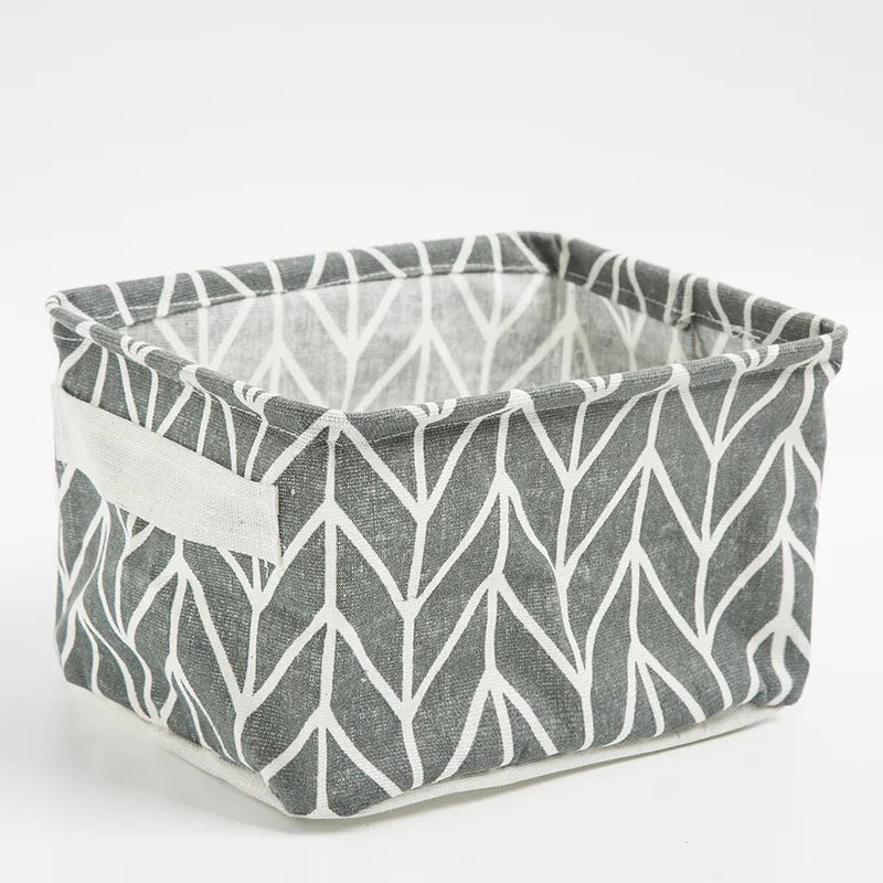 boîtes rangement pliables tissu lin respectueux environnement moderne minimaliste motifs géométriques animaux étiquettes poignées