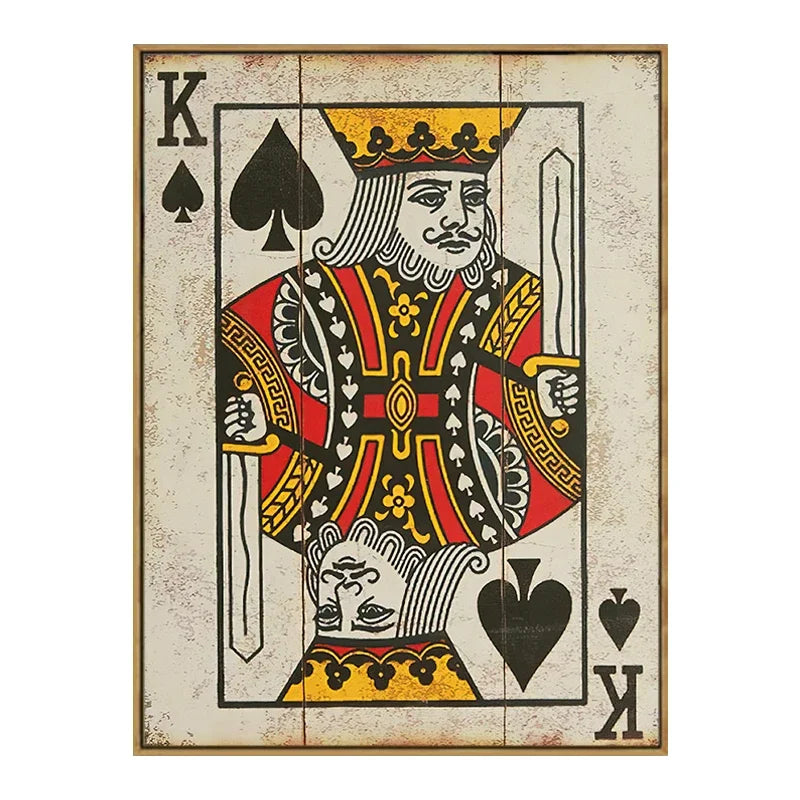 affiche vintage cartes jouer roi reine as toile moderne cadre bar maison