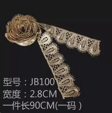 ruban dentelle doré fleurs classique polyester bricolage décoration partie accessoires artisanat élégant