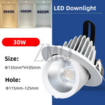 Spot LED Downlight 10W 20W 30W 40W Blanc Grille Refroidissement Moderne Clips Fixation