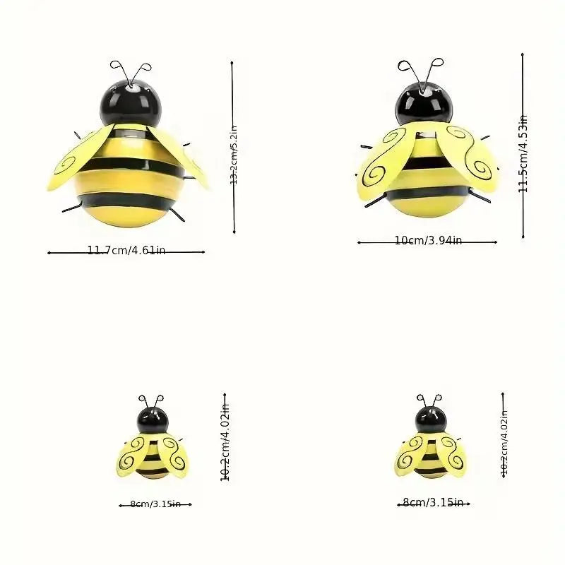 décoration extérieure abeille artisanale jaune noire rayures patio jardin pendaison métal fleuri