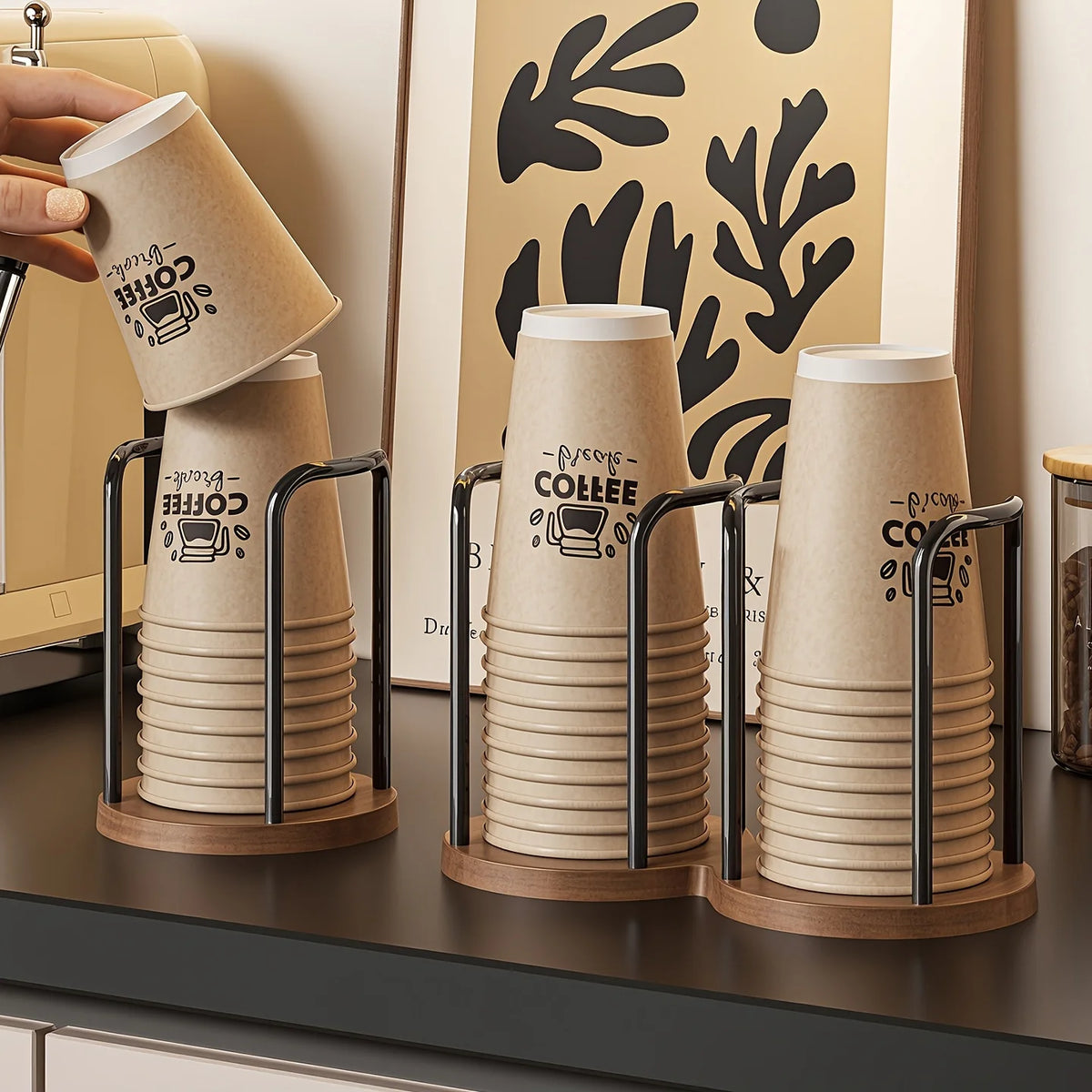 support tasses réutilisable moderne plastique imitation bois blanc tasses carton cuisine