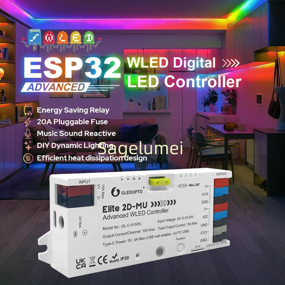 contrôleur led wled app control ws2811 ws2812 ws2813 compatible 360w blanc moderne technologie bricolage