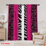 rideau léopard moderne rose vif noir blanc deux pièces polyester decoration fête