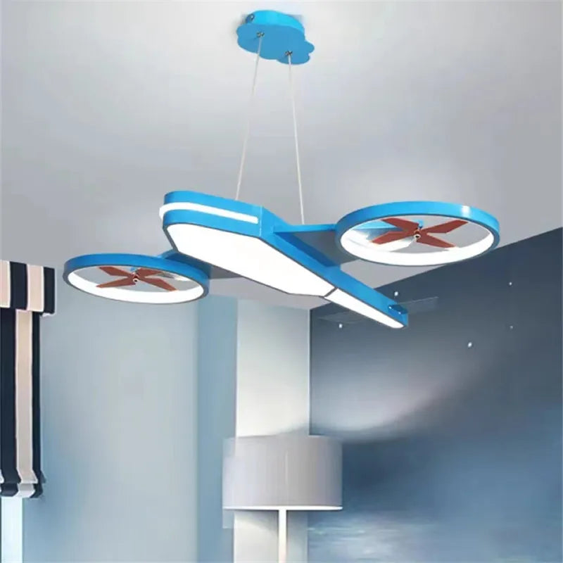 lampe moderne ailes avion couleur vert bleu télécommande réglable enfants chambre