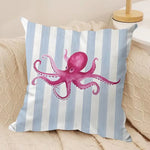 coussin carré jacquard rayures marine poissons crabe octopus multicolore 35cm 45cm 50cm 60cm doux