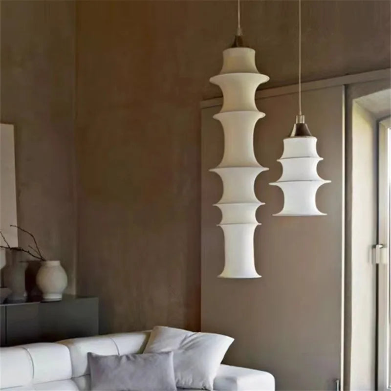 lampe suspendue moderne blanche rayures horizontales salon chambre salle manger lumière pendentif