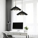 Suspension lumineuse moderne tissée naturelle bois opaque chaîne ampoule noir vintage