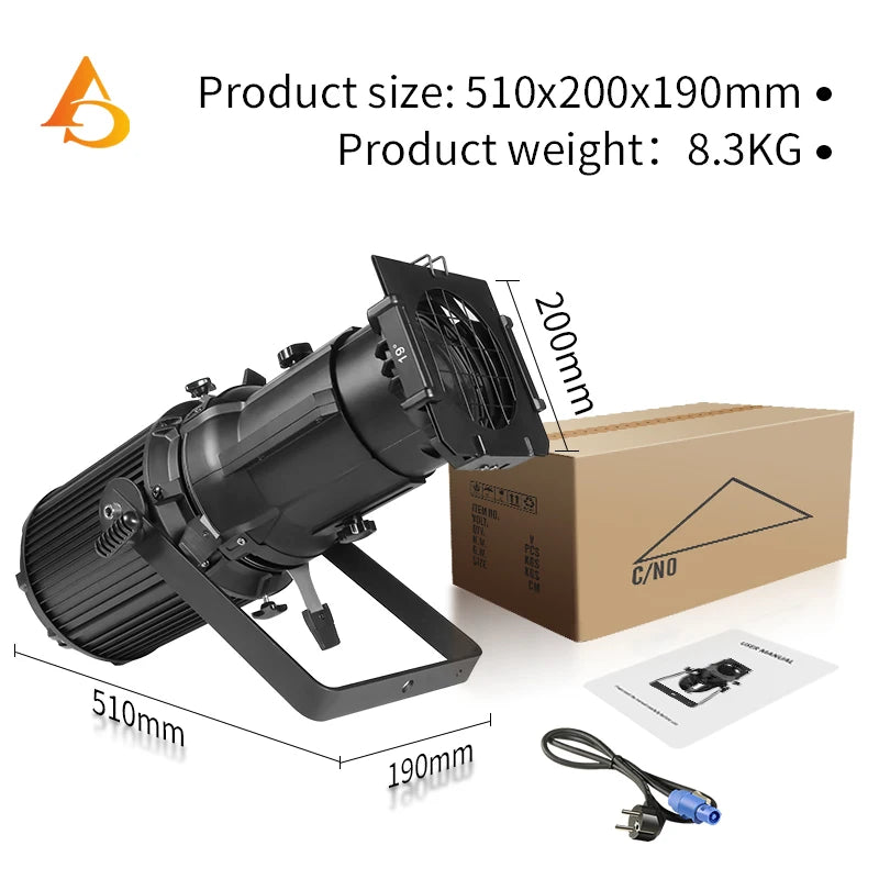 projecteur led 200w noir moderne dmx spot scène dj certification fccRGBO