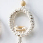 décoration boho macramé blanc tissé main boules bois fleurs séchées planter suspendu