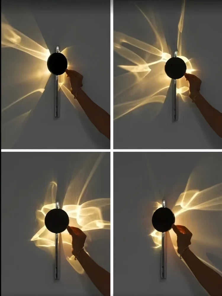Vue de côté de l'applique murale rotative ajustable pour direction de lumière