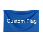 drapeau personnalisable bleu textes polyester décoration simple rectangulaire fixations incluses