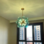 suspension lumineuse moderne boules translucides couleur vert blanc jaune rose gris clair salle bain