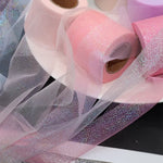 ruban tulle pailleté violet bleu rose gris noir décoratif translucide 6cm 5yards