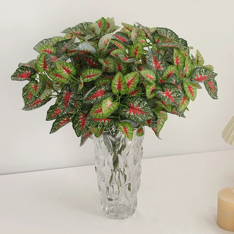 plantes artificielles vertes feuilles variées blanc rouge moderne décoration intérieure 32cm 46cm 10 pièces