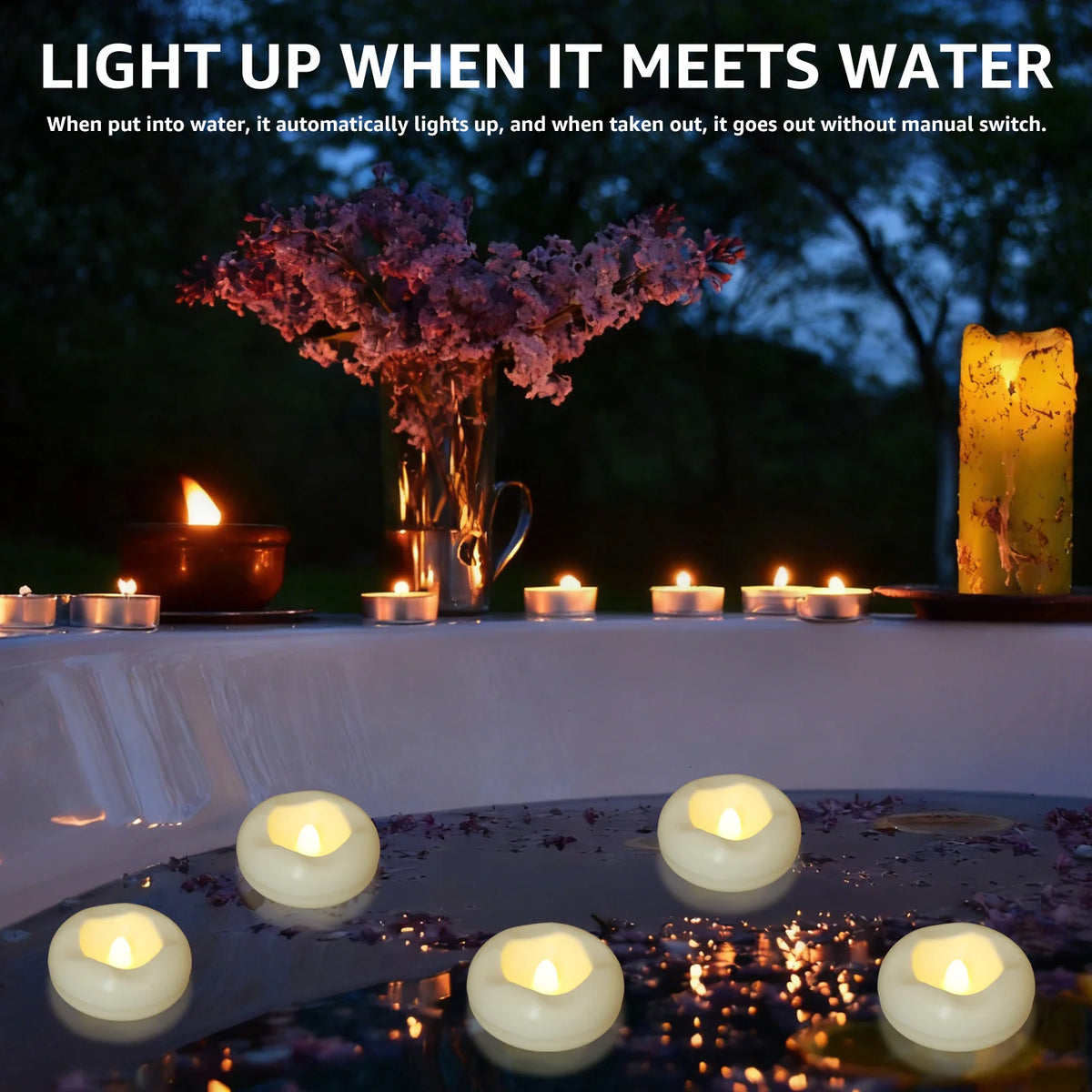 bougies led flottantes blancs modernes décoration maison piscine fontaine 12pcs 24pcs