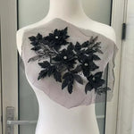 applique textile fleurs brodées strass violet rose noir 30x21cm coudre écolomanuelfait
