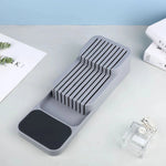 rangement couteaux gris bloc vertical moderne tiroir cuisine organizer porte six