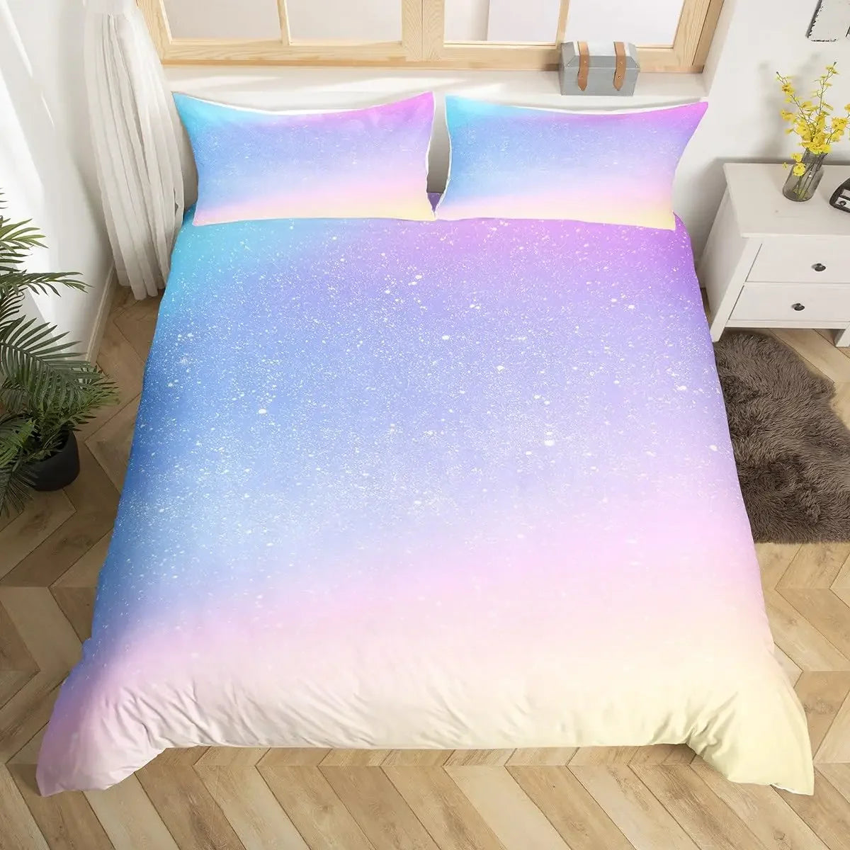 Housse de couette et taies d'oreiller roses imprimées 3D