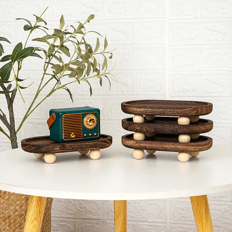 plateau bois présentation parfum radio théière pot miel dessert plante vintage classique moderne