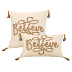 housses coussins motif feuilles texte love coton polyester beige rustique adhésifs tassels decoration