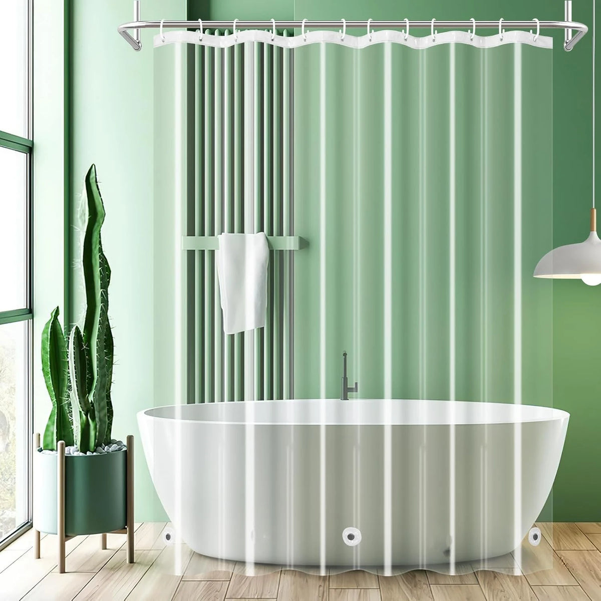 rideau douche transparent moderne aimants lestés rayures verticales 120x180cm respectueux environnement