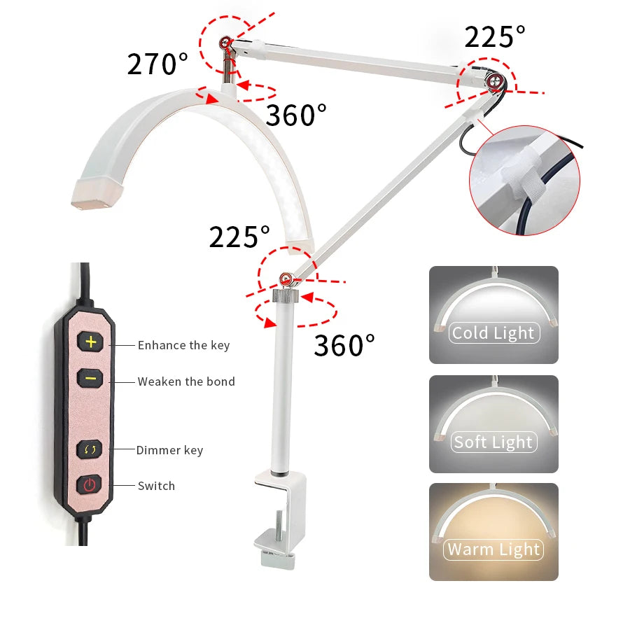 lampe maquillage blanc moderne clip support téléphone réglable éclairage guide inclusion