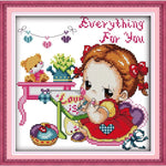broderie point croix fruits animaux textes multicolores coton toile pliée instructions artisanal traditionnel