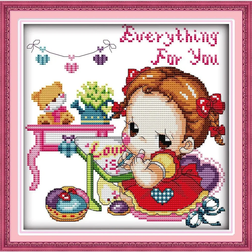 broderie point croix fruits animaux textes multicolores coton toile pliée instructions artisanal traditionnel
