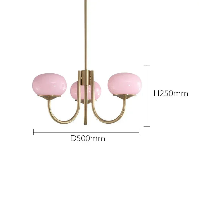 lustre moderne doré rose pâle têtes têtes LED sphères translucides semi encastrée